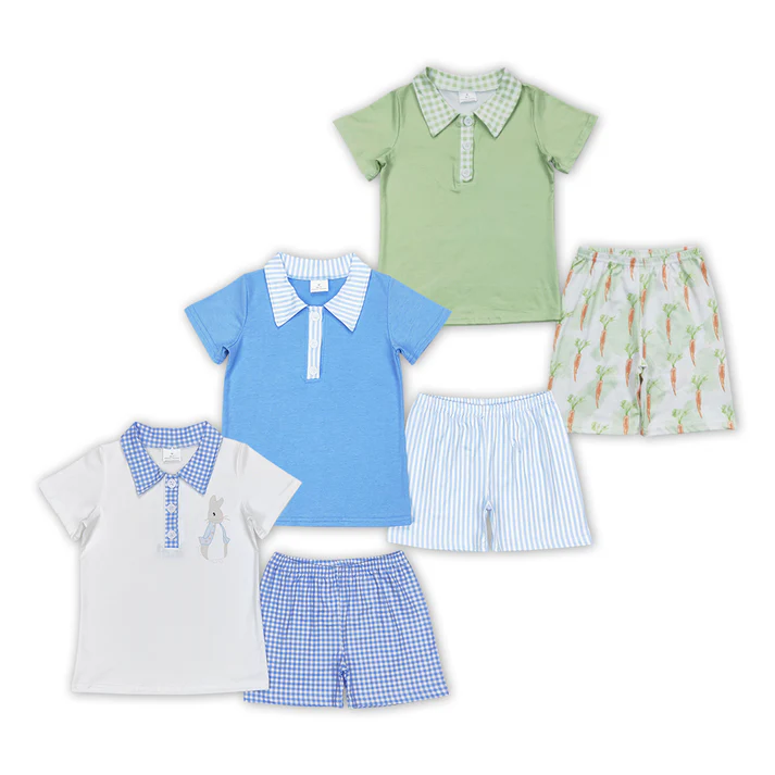 RTS no moq baby girls Easter Short Sleeve Shorts sets