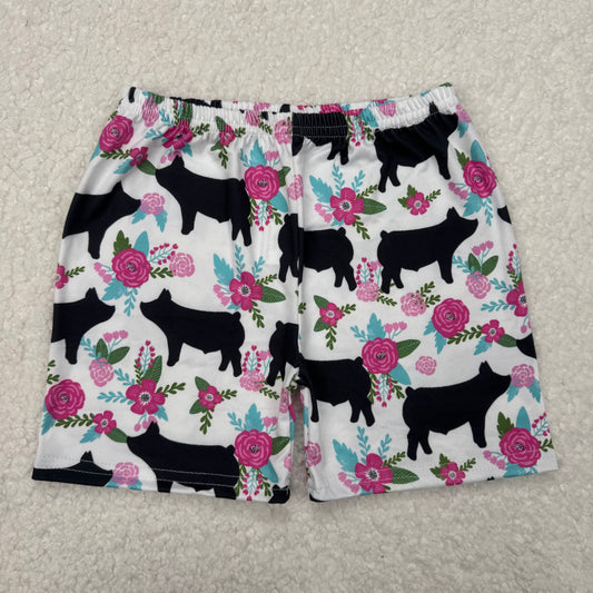 RTS SALES NO MOQ Black Pig Flower Shorts