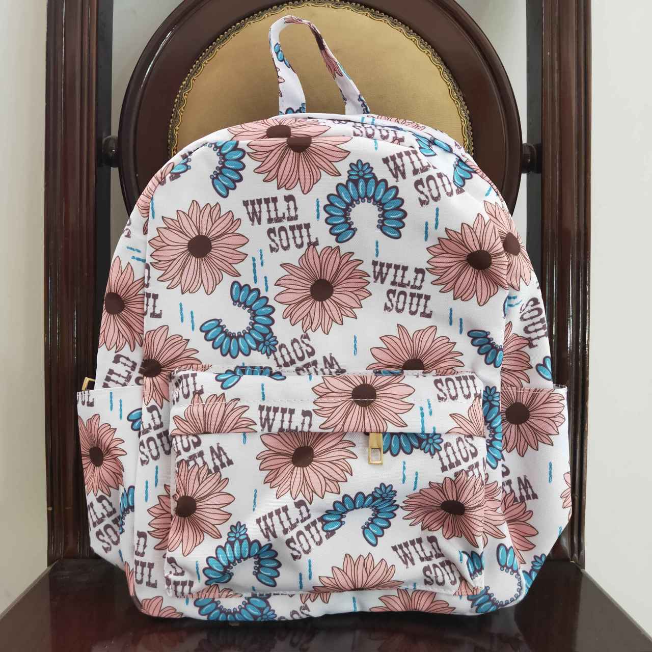 BA0080 wild soul flower jewel white backpack