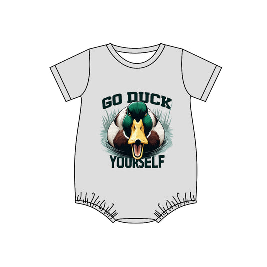 5.1(1)custom each style moq 5eta 4-5week GO DUCK YOOKSELF ducks prints gray boys outfit and baby romper