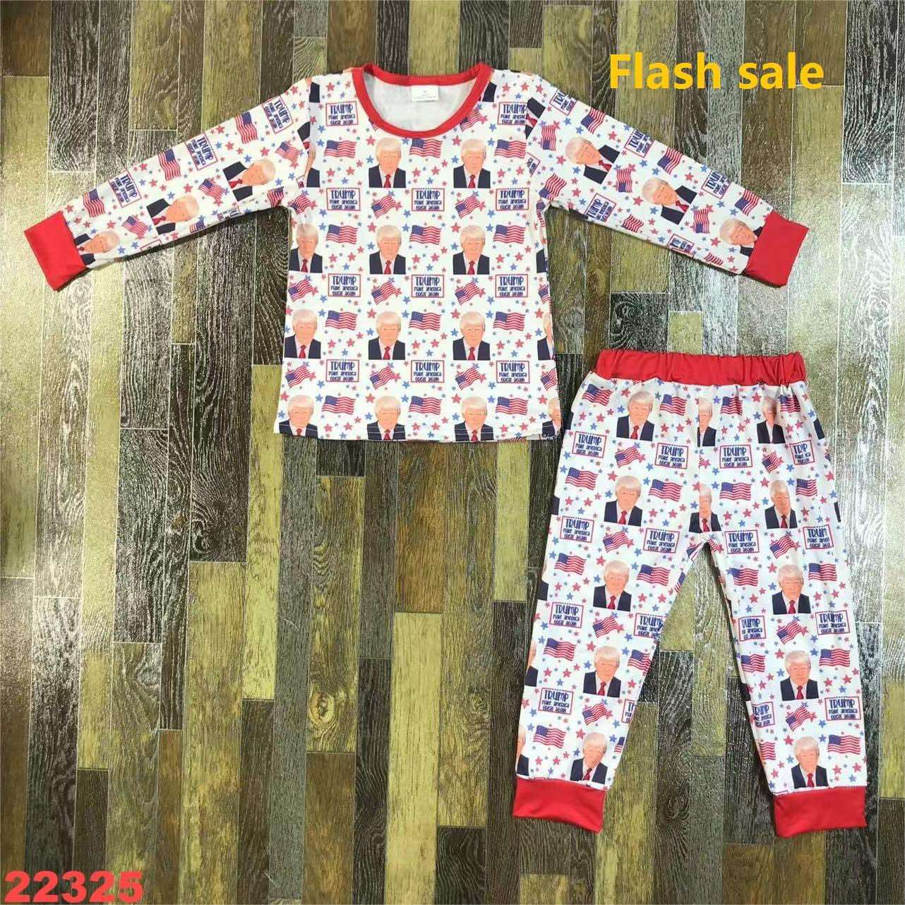 Custom moq 3 eat about 6/8weeks moq 5 eta 5/6weeks baby boys clothes Trump long sleeve and long pants pajamas set