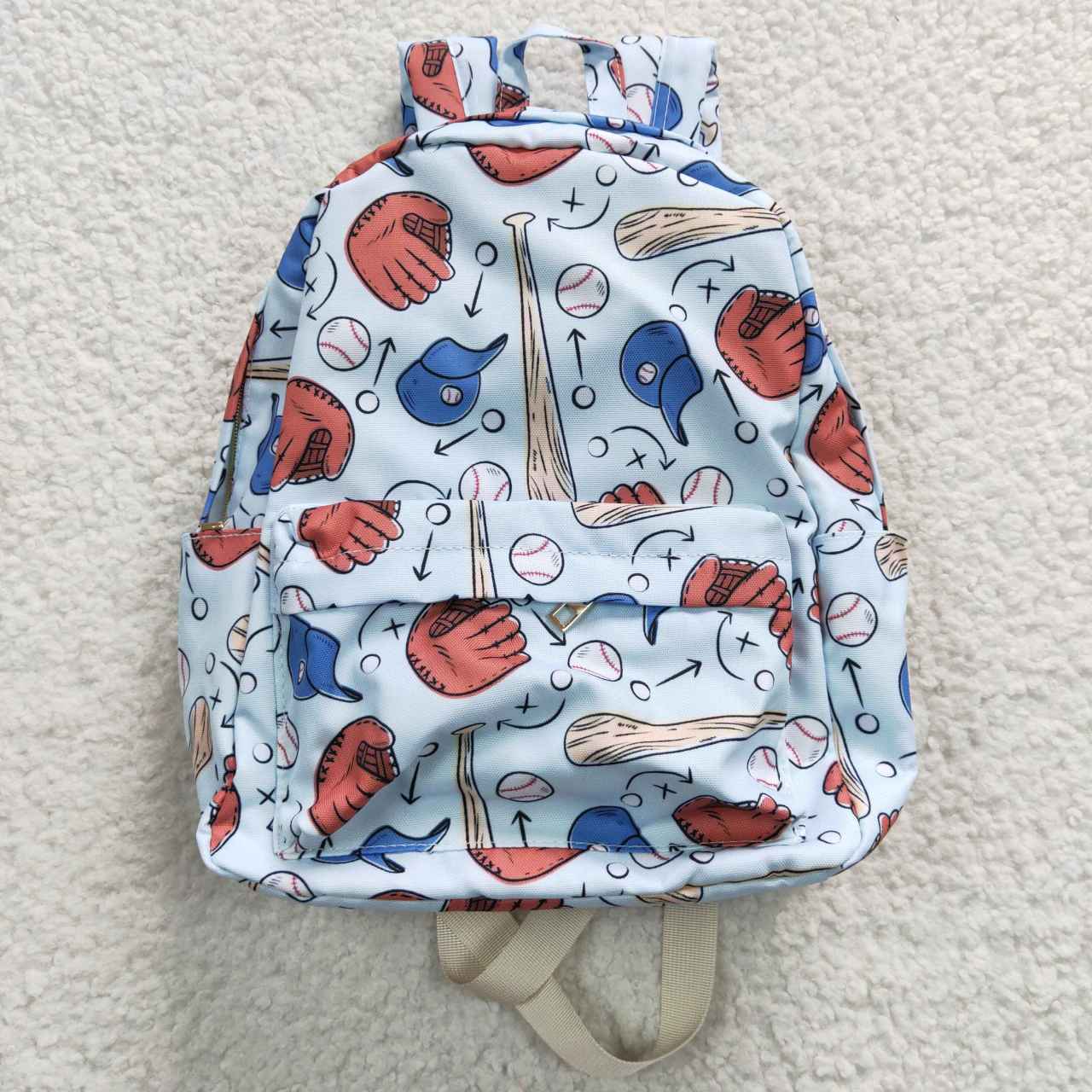 BA0075 Baseball Glove Hat Light Blue Backpack