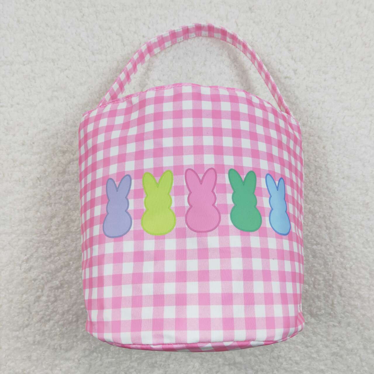 RTS NO MOQ ETA 5/7days Arrived BA0160 Colorful rabbit pink and white plaid lace bucket bag
