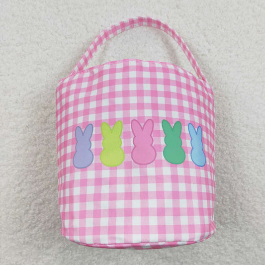 RTS NO MOQ ETA 5/7days Arrived BA0160 Colorful rabbit pink and white plaid lace bucket bag