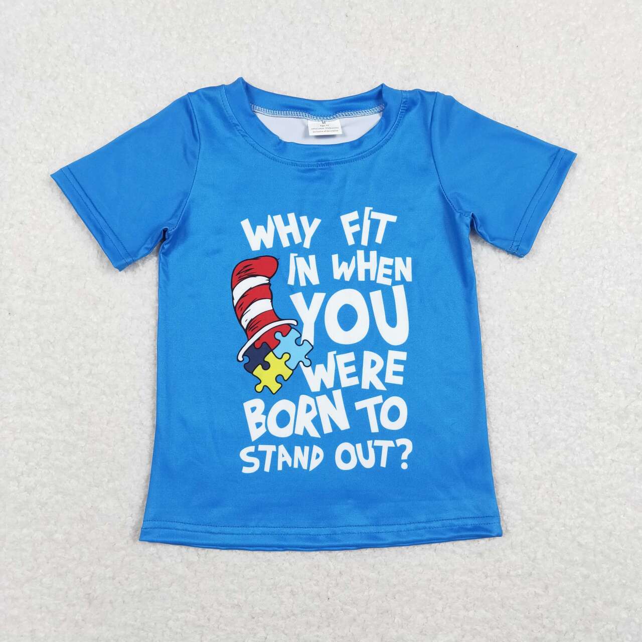 BT0479 dr seuss letter blue short sleeve top