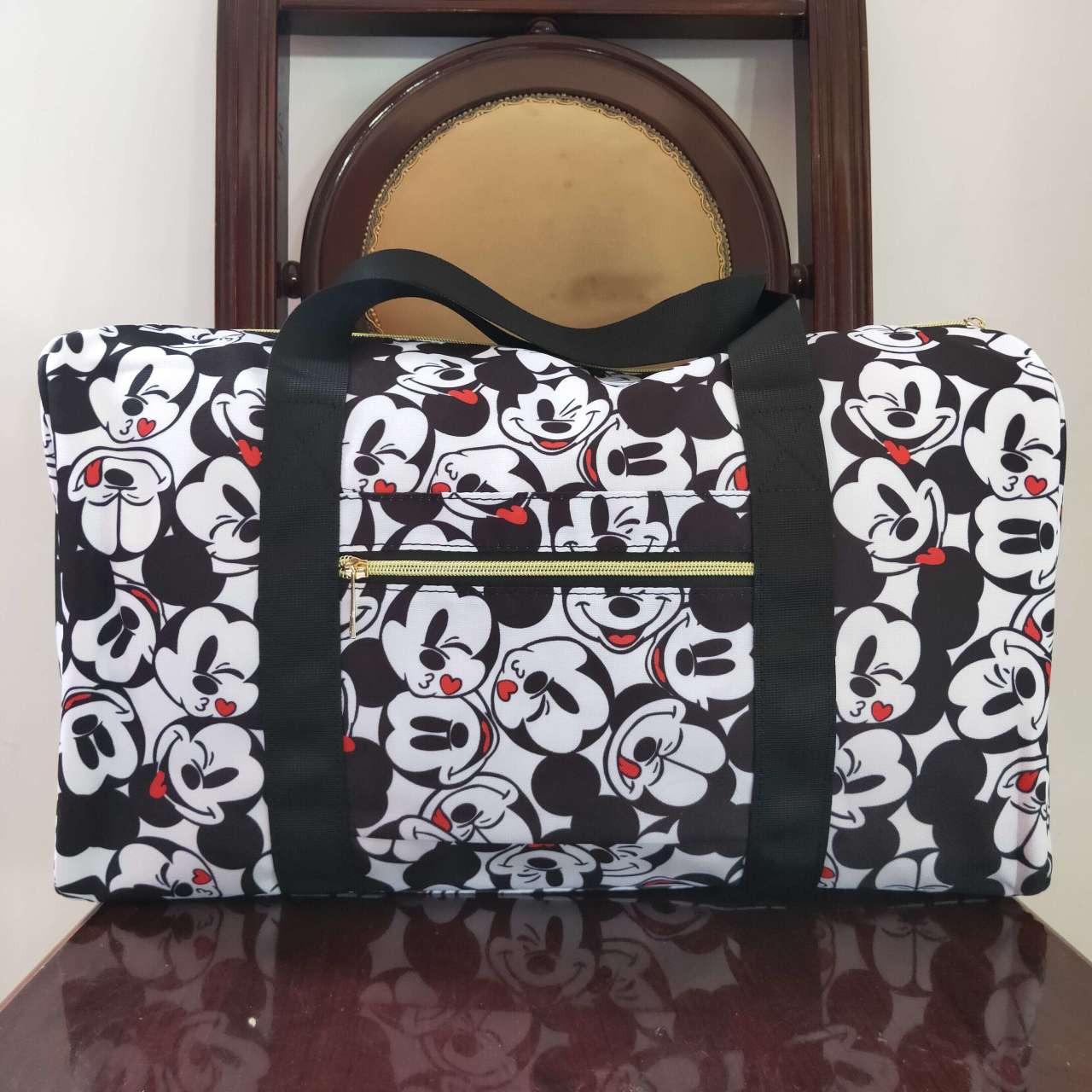 BA0132 Mickey Black and White Gym Bag