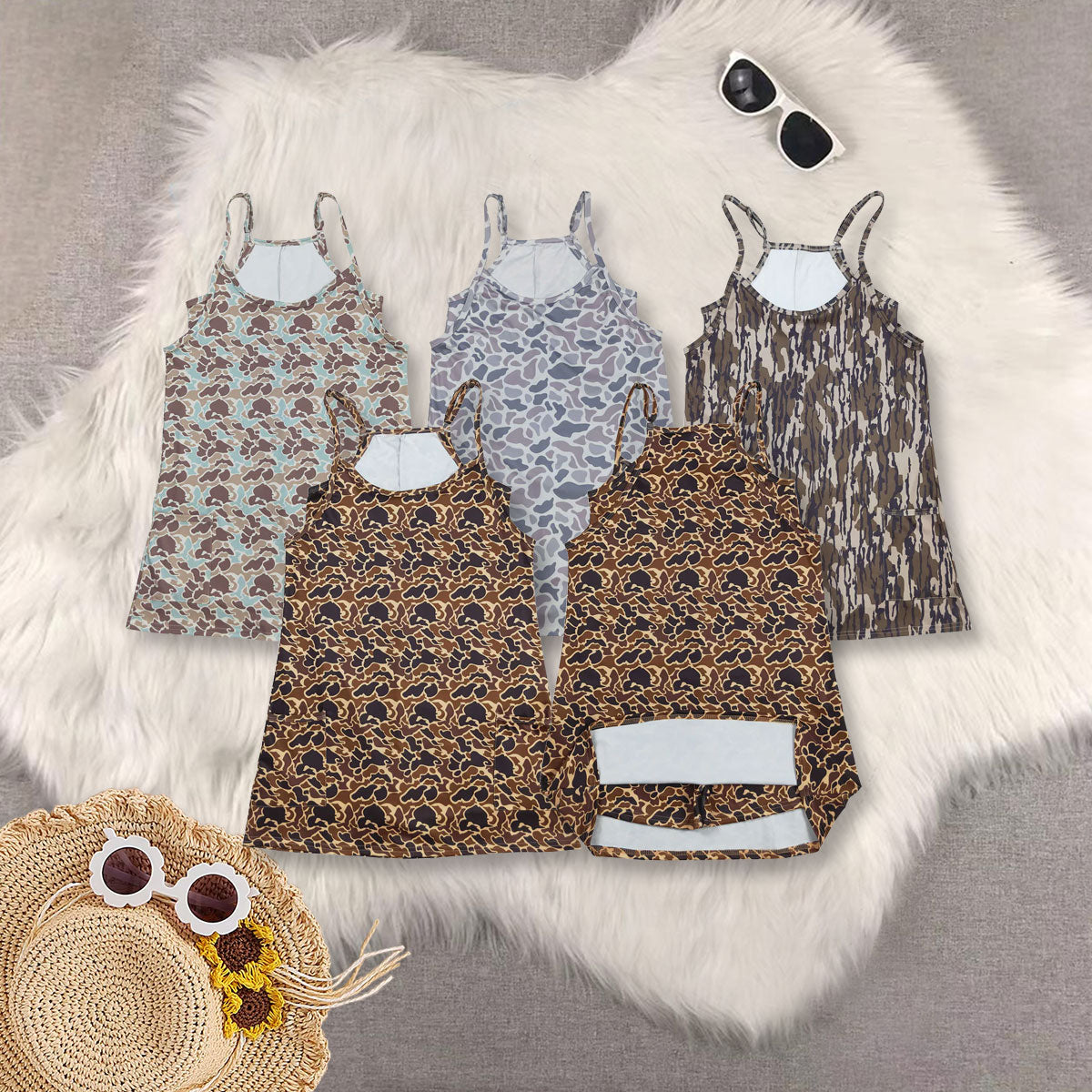 RTS NO MOQ Sibling Adult clothes camouflage yoga dresses