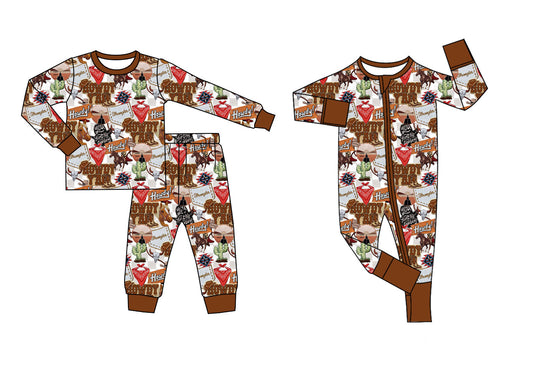 25.11.22 custom each style moq 5 eta 6-8week Sibling Sisters HOWDY baby boy clothes long sleeve pants sets and romper match family design