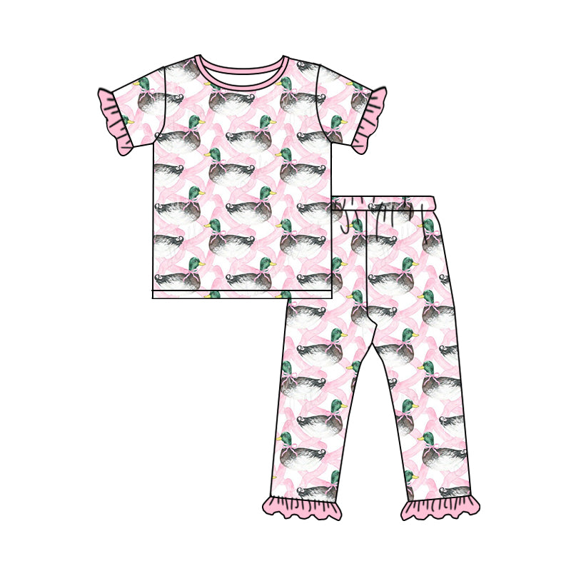 5.1custom each style moq 5eta 4-5week Sibling Sister  duck pink girls outifts and romper match family design