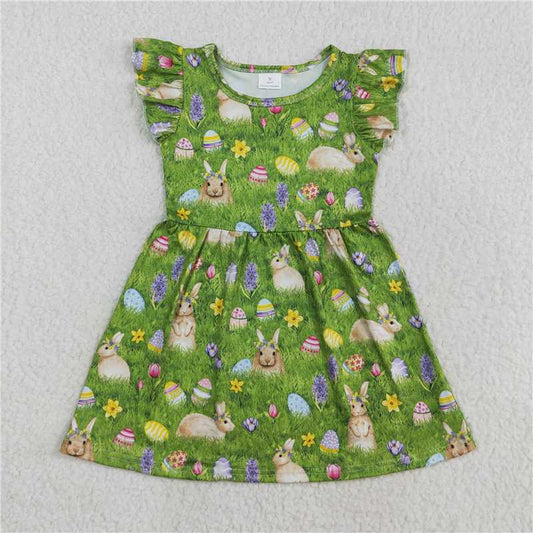 RTS SALES NO MOQ G6-17-7.， Grass Mushroom Rabbit Flying Sleeve Dress 草地蘑菇兔子飞袖裙