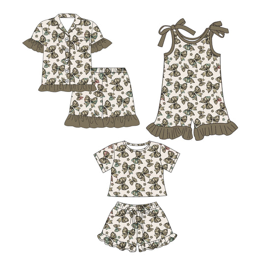 26.1.3 custom each style moq 5 eta 6-8week Sibling Sister bow baby short sleeve shorts sets 2 and jumpsuit match design