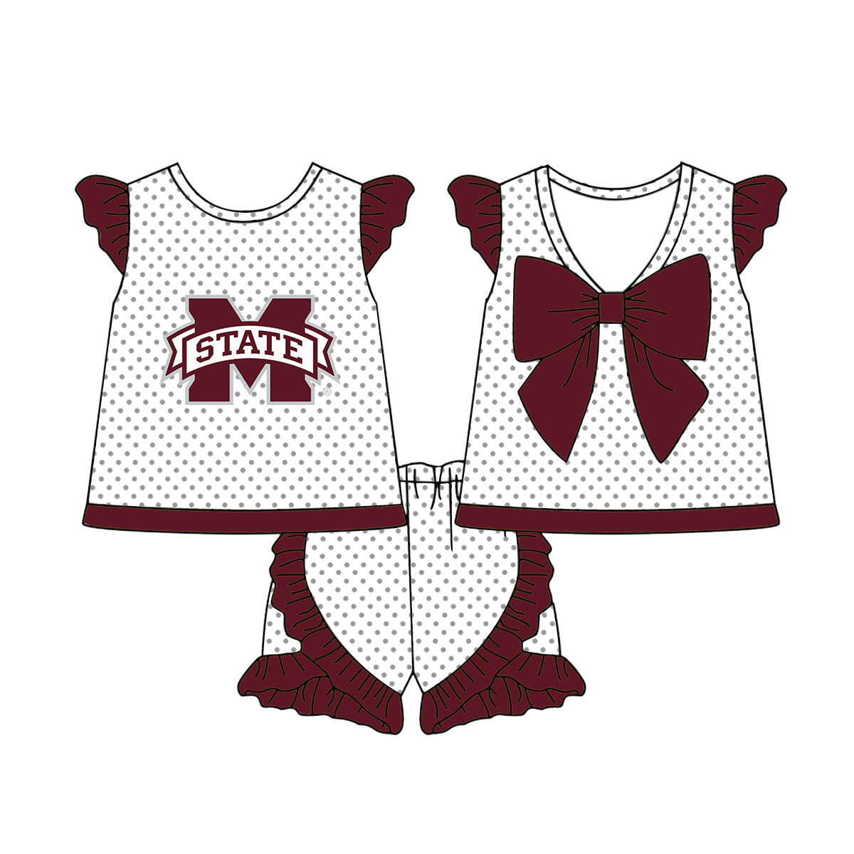 Custom summer teams baby girls clothes team brick red sets dress top-25.5.5