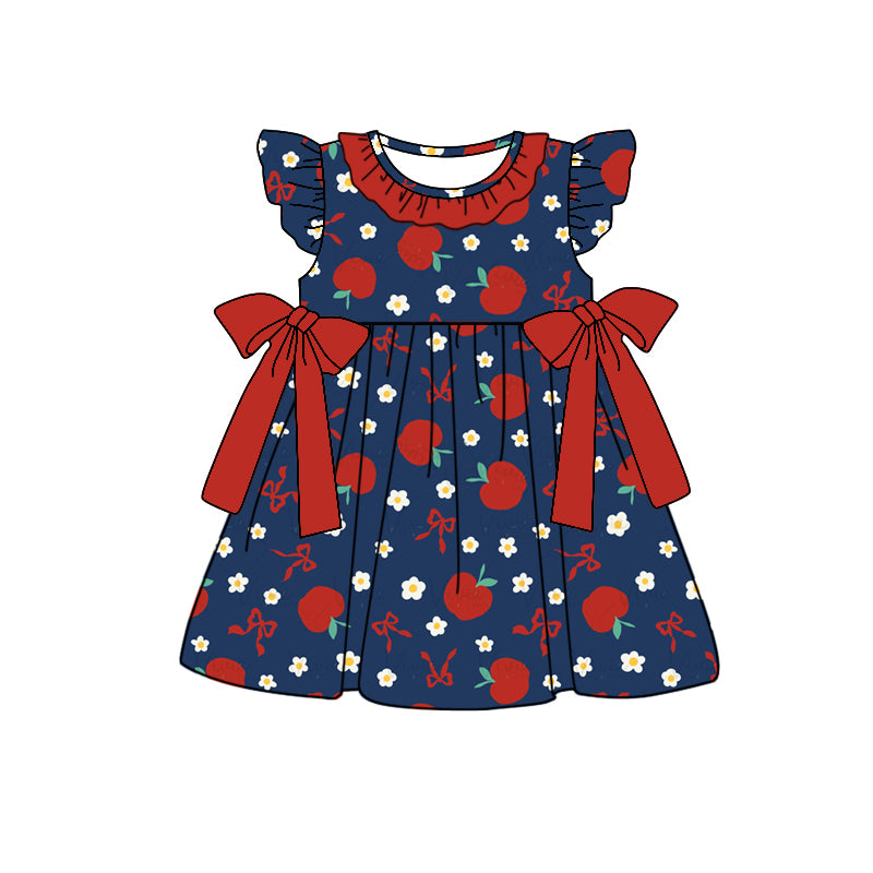 5.2custom each style moq 5eta 4-5week apple flower prints blue-red girls outfits