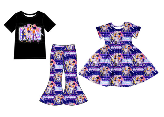 25.11.24 custom each style moq 5 eta 6-8week Sibling Sisters cartoon baby girl short sleeve pants sets and dress match family design