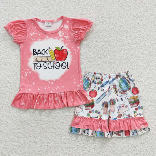 GSSO0355 back to school ruler pencil apple short-sleeved shorts suit