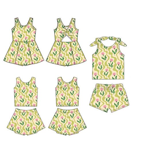 no moq PRE-ORDER baby Girls boys clothes floral Short Sleeve Shorts yoga sets dress-2025.2.21