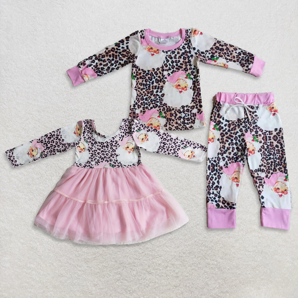 RTS NO MOQ sibling baby girls clothes Christmas long sleeve Clothes Sets and dress