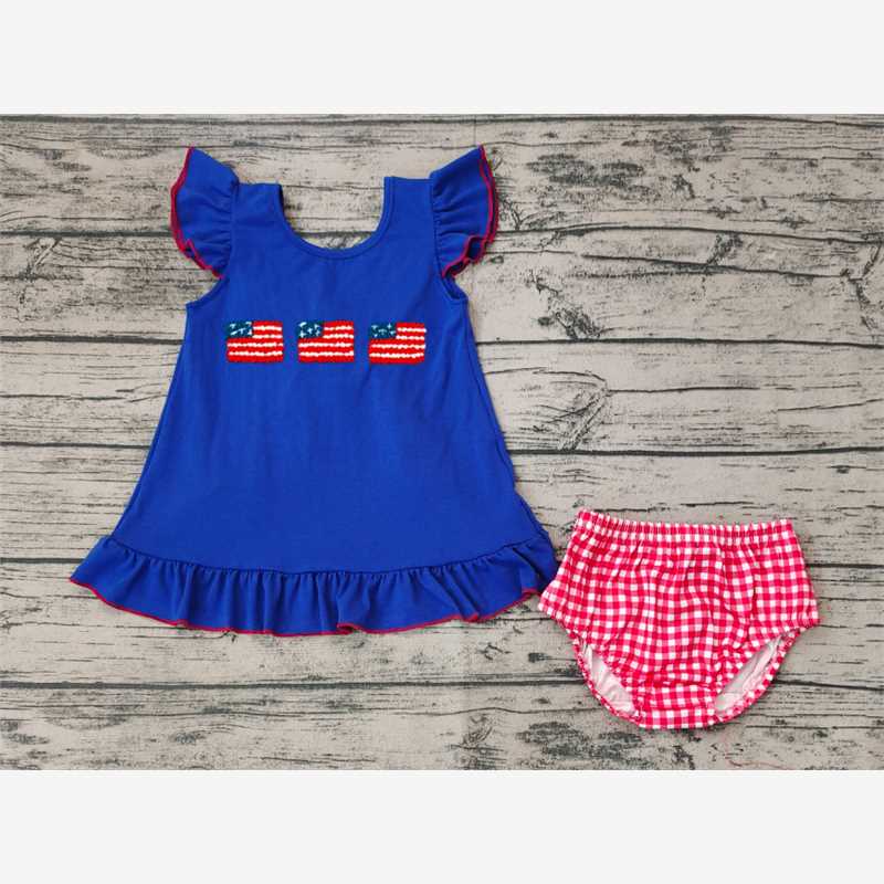 Baby Kids banner Summer Embroidery Sibling Rompers Clothes Set