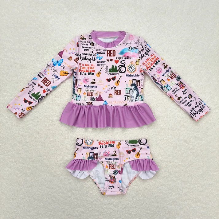 RTS Baby Girls Sibling Long Sleeve Singer Top Bummie Swimsuits