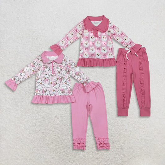 12/18m-7/8t RTS NO MOQ Sibling Baby girl clothes Christmas long-sleeved trousers pajamas suits