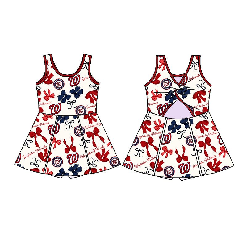 Custom moq 5 mix sizes summer teams baby girls clothes team red short sleeve skirts shorts sets dress 1 and dress 2 and dress 3 and dress 4-25.5.19