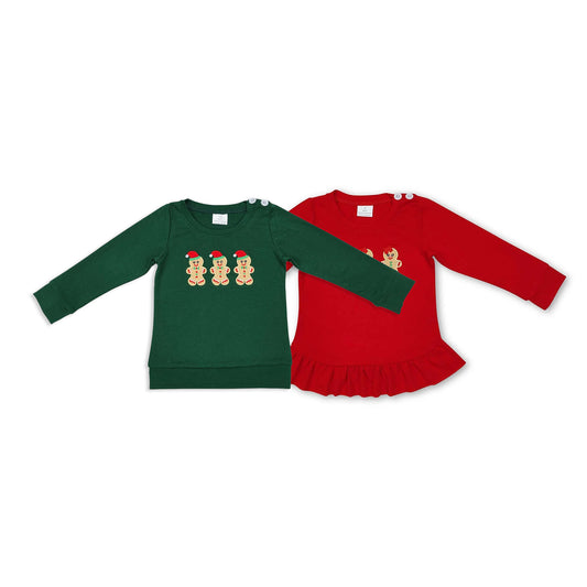 RTS NO MOQ Sibling Baby boy girl clothes Embroidery Christmas pullover long sleeve tops