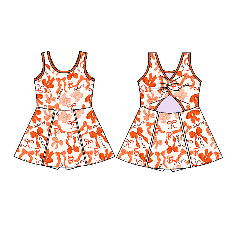 Custom moq 5 mix sizes summer teams baby girls clothes team orange short sleeve skirts shorts sets dress 1 and dress 2 and dress 3 and dress 4-25.5.17