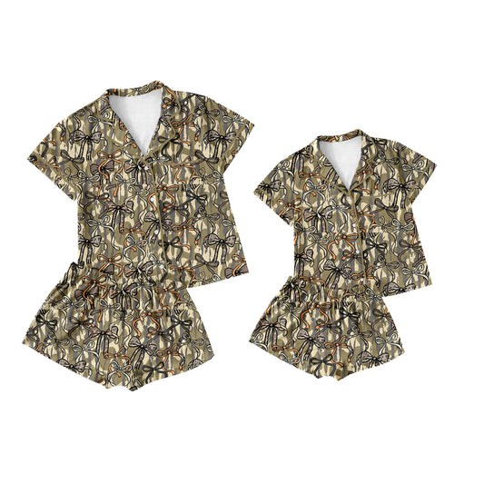 25.11.21 custom each style moq 5 eta 6-8week Sibling Sister bow short sleeve shorts sets and adult set match design