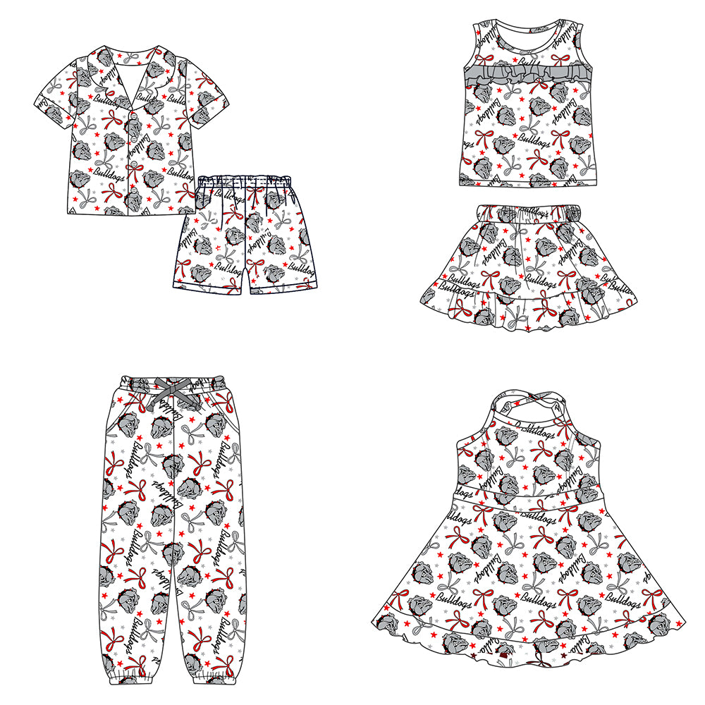 Custom moq 5 mix sizes summer teams baby girls clothes team short sleeve shorts sets dress kids pants-25.5.12