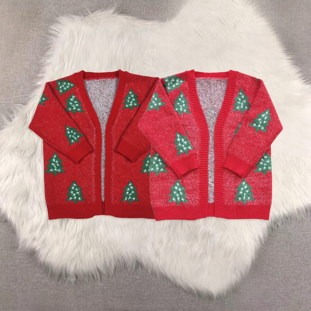 RTS NO MOQ Sibling baby girls clothes Christmas Sweater High quality sweater fabric in stock