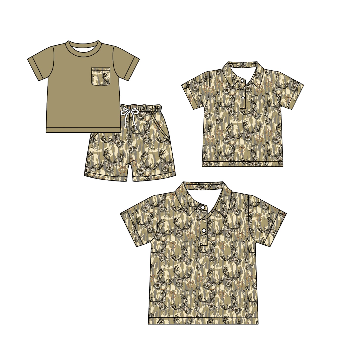 25.12.1 custom each style moq 5 eta 6-8week Sibling Sister camouflage short sleeve shorts sets and kids top and adult top match design