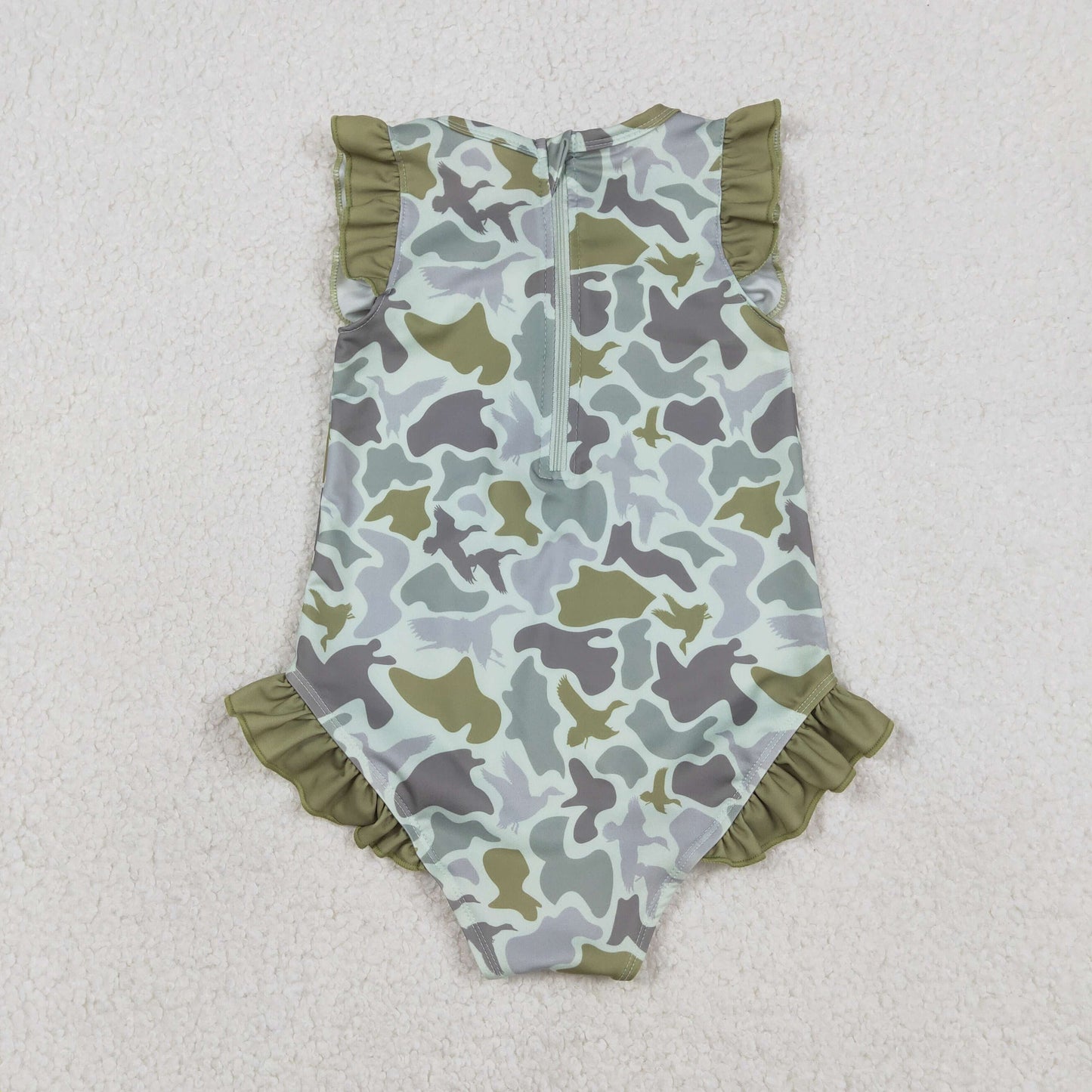 RTS NO MOQ（In Stock) S0596 Duck Camouflage Green Lace Onesie