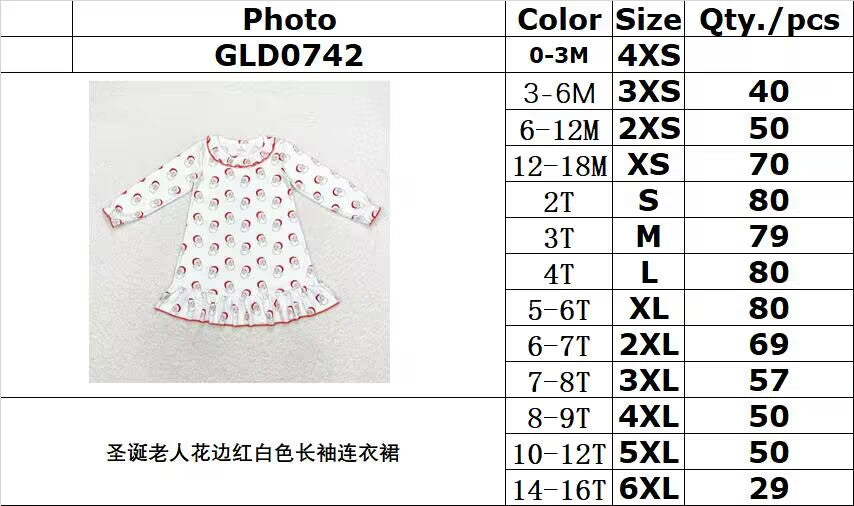 rts no moq GLD0742 Santa Claus lace red and white long-sleeved dress