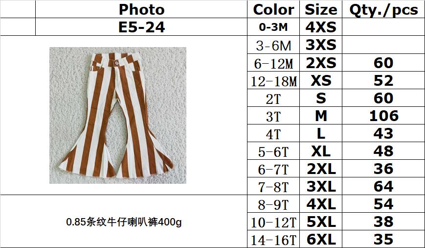 rts no moq E5-24 0.85 striped denim flared pants 400g