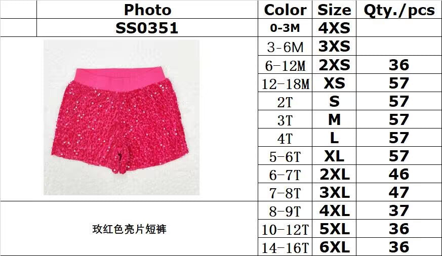 rts no moq SS0351 Rose red sequined shorts