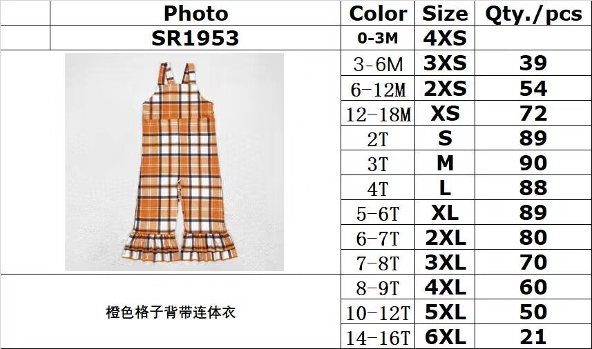 rts no moq SR1953 Orange plaid suspender jumpsuit