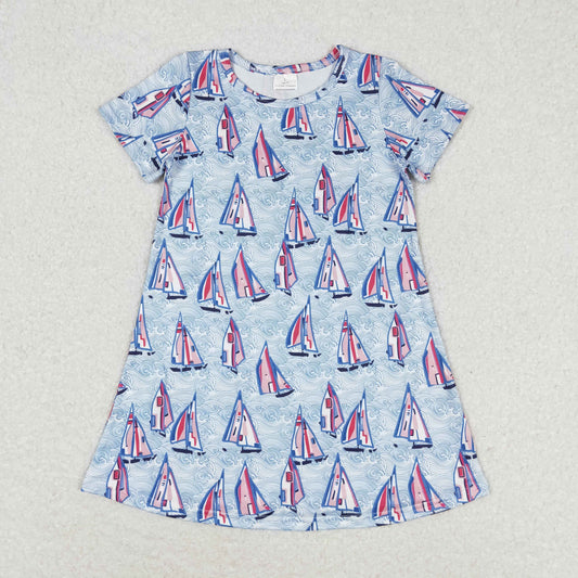 RTS no moq GSD1161 sailing wave short sleeve dress