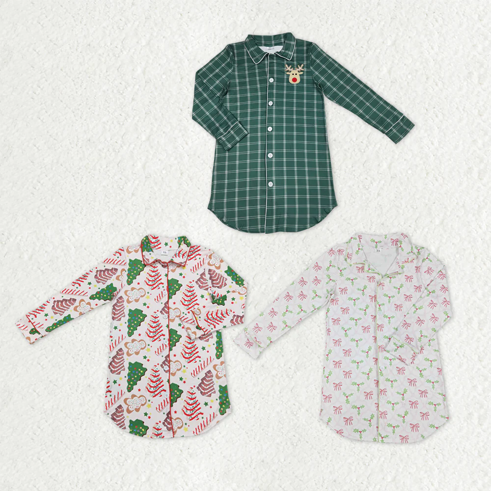 RTS NO MOQ Sibling adult clothes Christmas Bow long sleeve tops