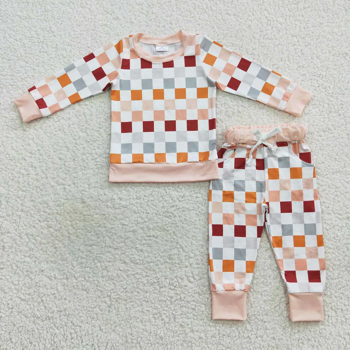 RTS NO MOQ Children's plaid long-sleeved suit