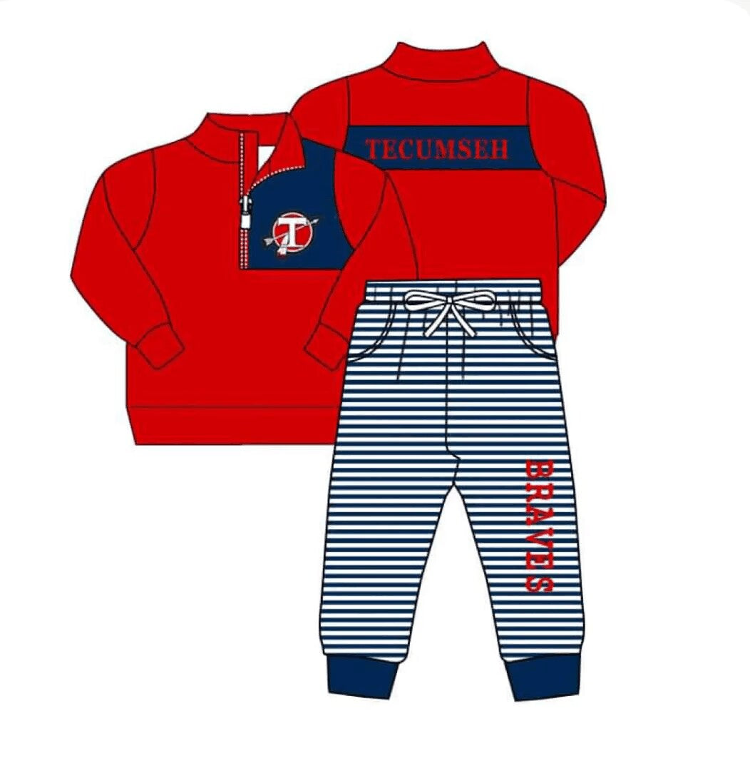 Deadline March 26 Red top boys pants striped suit