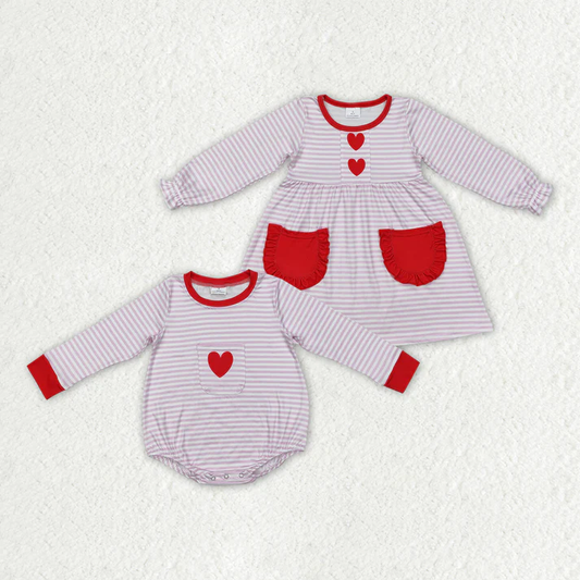 RTS NO MOQ Baby Girls Valentine love Long Sleeve Dress & Romper