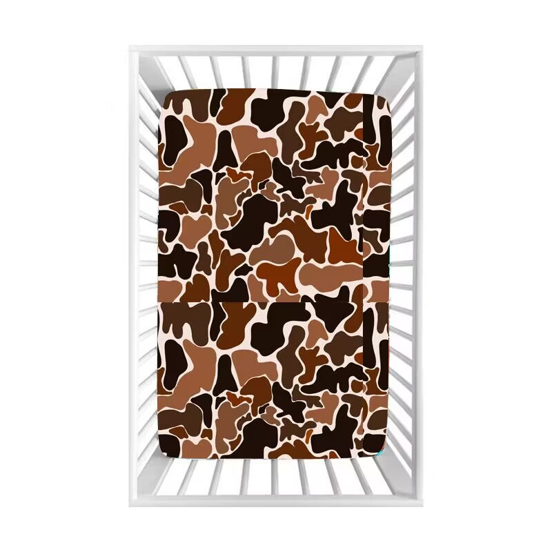 custom style baby summer camouflage brown custom kids bed sheets design