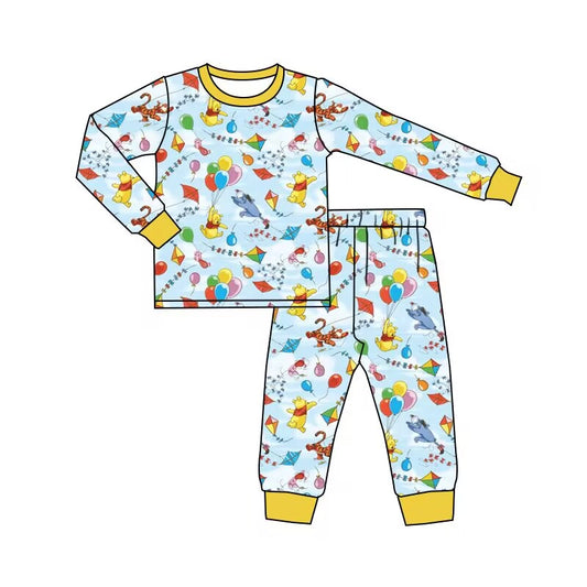 custom moq 5 eta 5-6weeks baby boys clothes Winnie the Pooh long sleeve pants Set