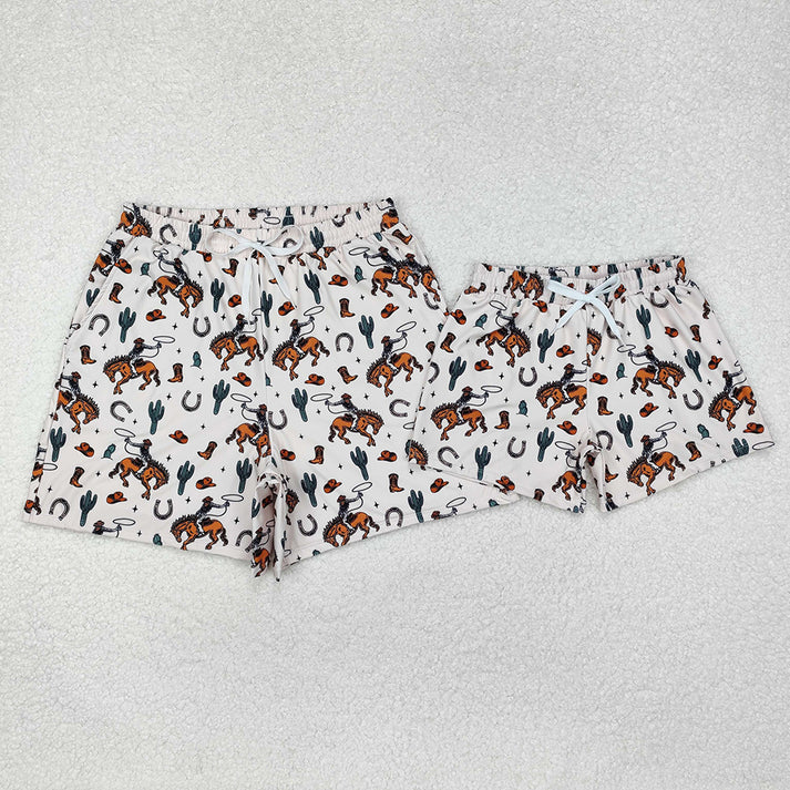 RTS NO MOQ Family Men Baby Boys Rodeo Western Trunks Bottoms Swimsuits