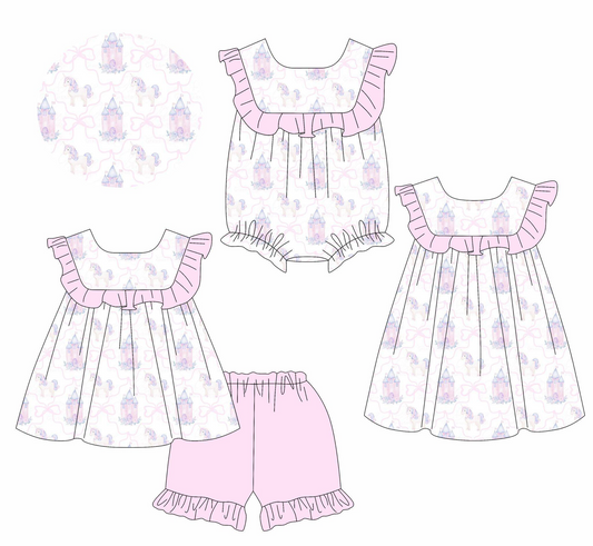 no moq PRE-ORDER baby girl clothes floral short sleeve shorts sets dress romper-2025.2.20