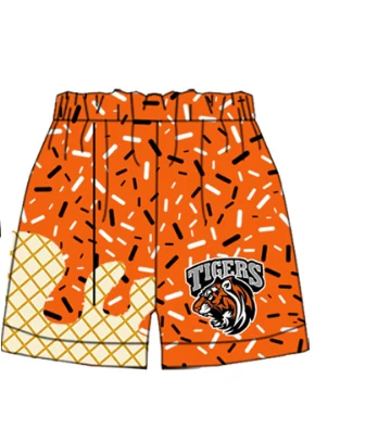 PRE ORDER Deadline July 28 custom no moq Children's boutique clothing Orange, black and white ice cream shorts