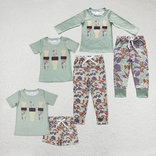 RTS NO MOQ Baby boy camouflage  top pants set and short-sleeved shorts set and short sleeve pants sets