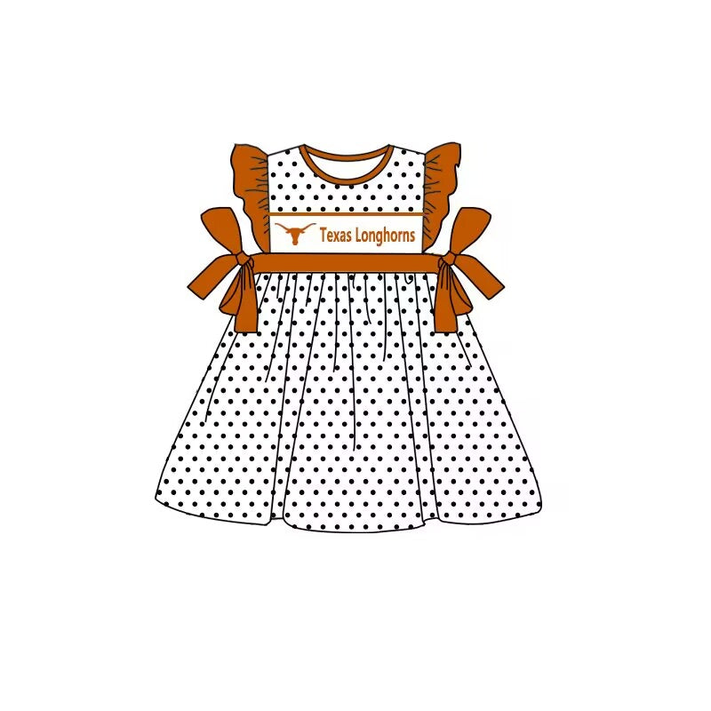 Texas Longhorns  Summer girl team brown flying sleeve summer dress