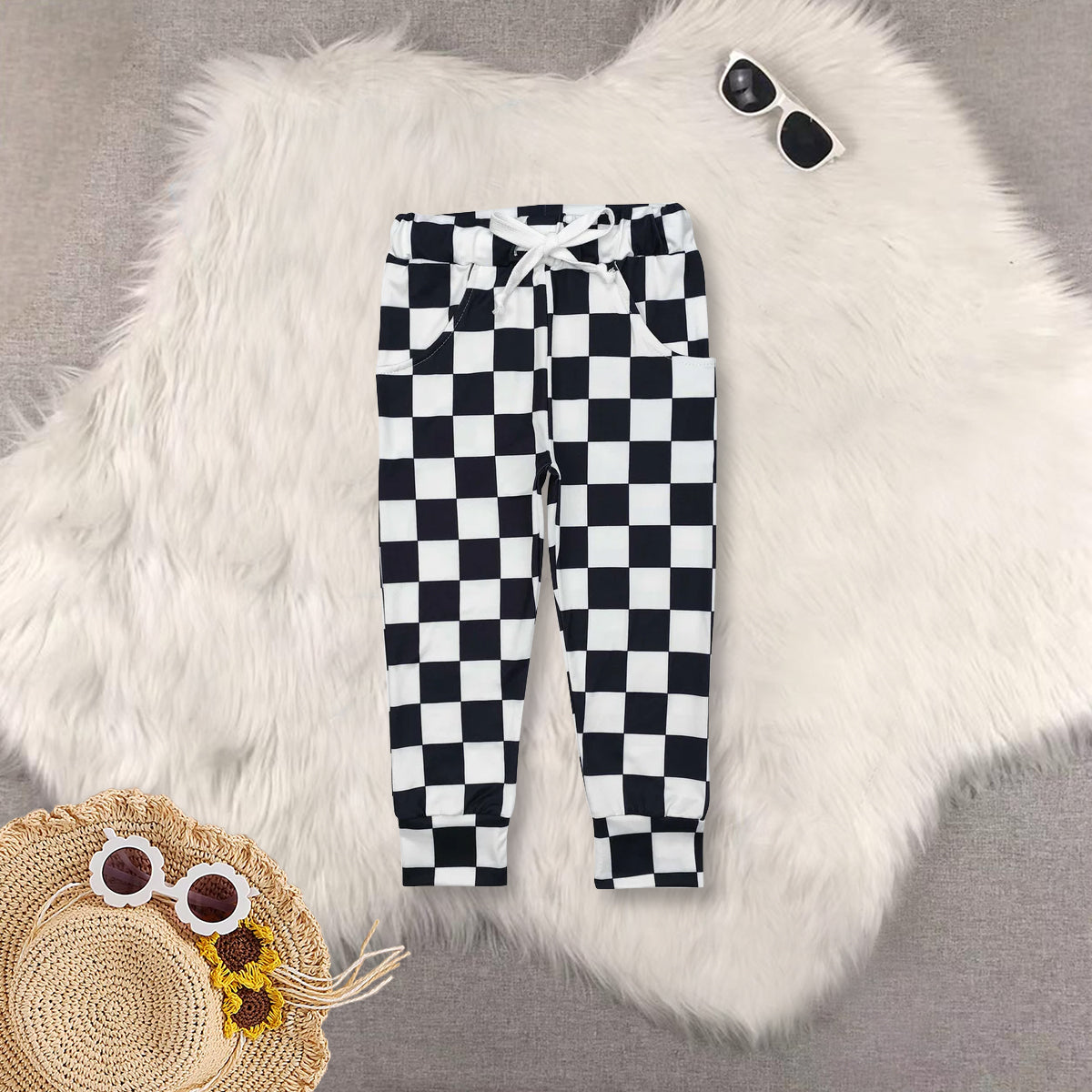 RTS NO MOQ Sibling baby girl clothes plaid short-sleeved top lace trousers sets and top and pants