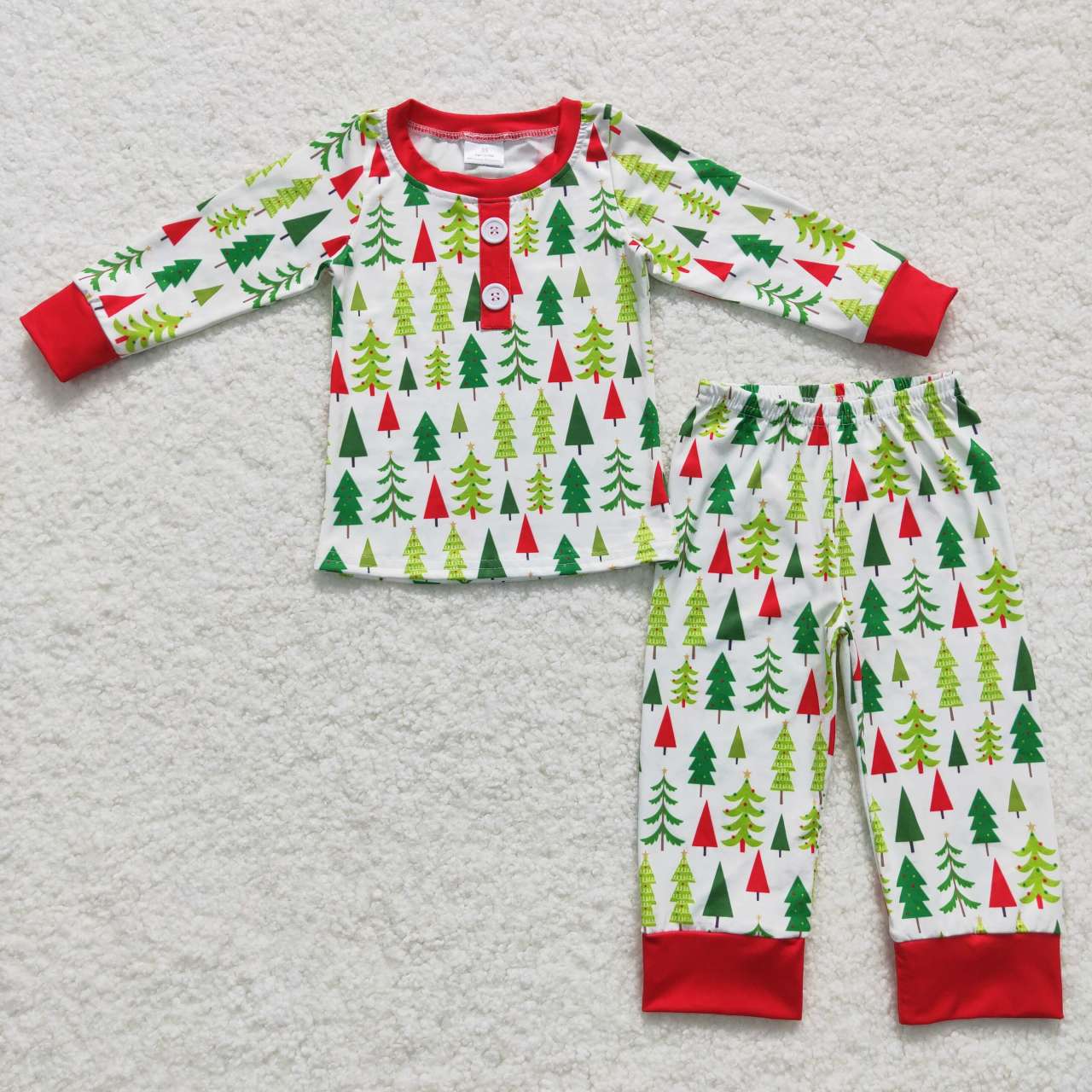 RTS NO MOQ Adult and Baby Girls Christmas Trees White Pajamas Clothes Sets